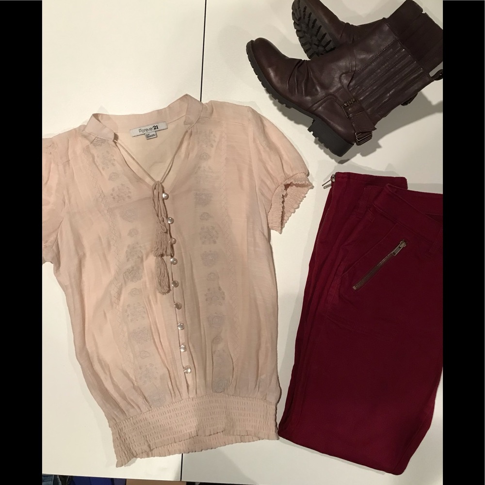 Forever 21 embroidered short sleeve shirt.